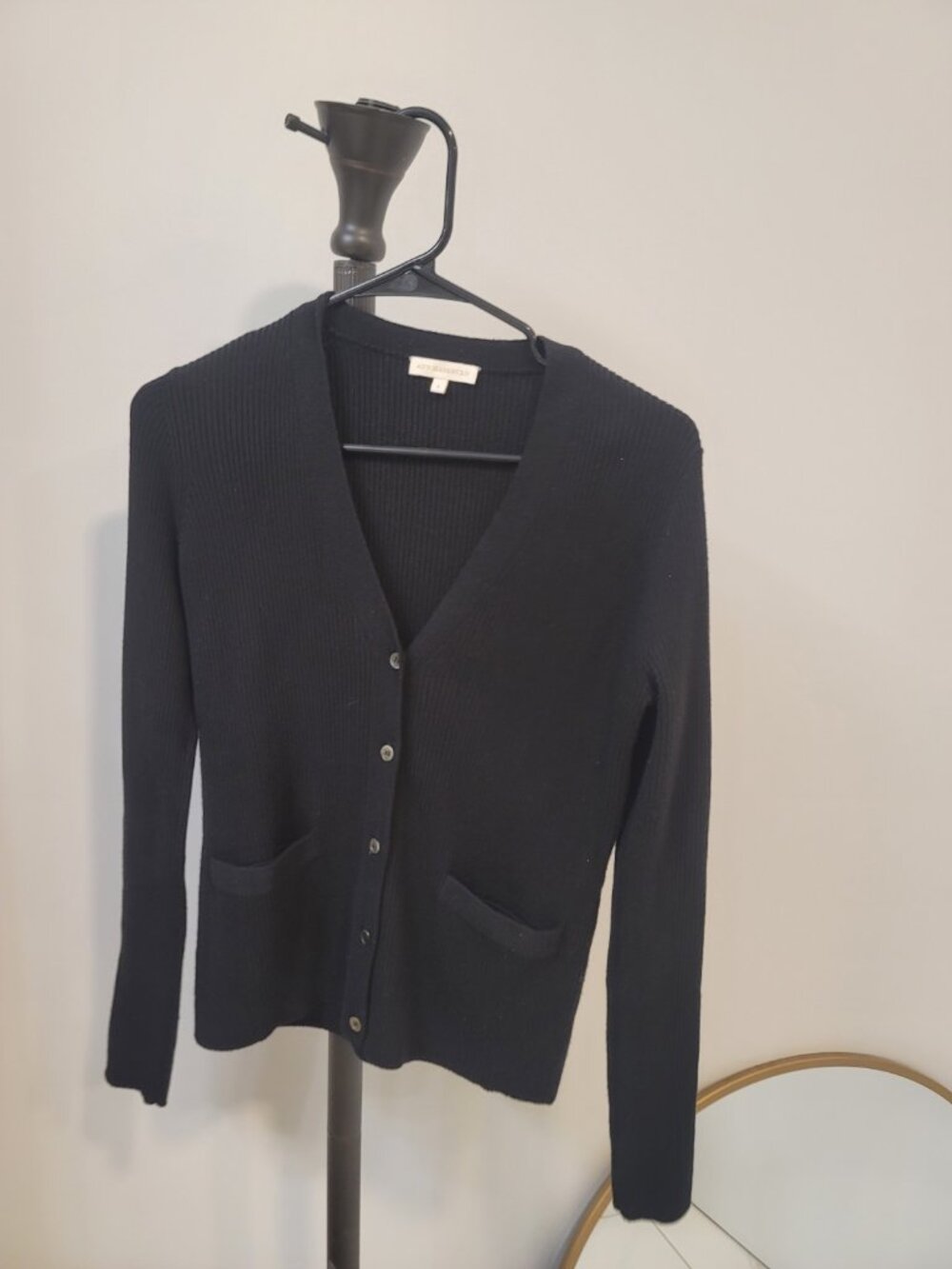 Ann Mashburn Black Silk Blend Cardigan Sweater Size Small